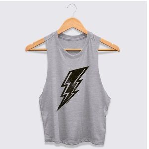 ⚡️Lightning Bolt ⚡️Cropped Muscle Racerback Tank
